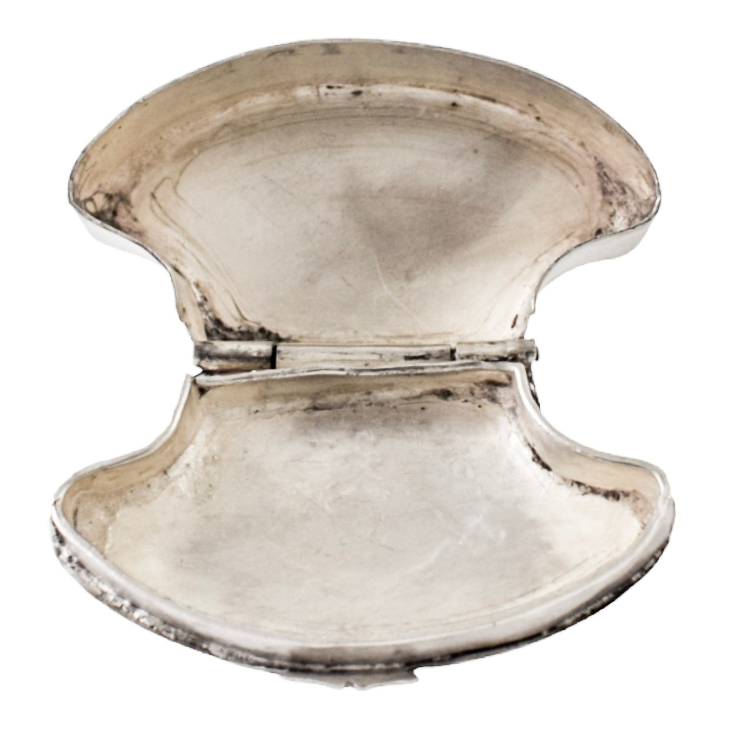 Antique Indian silver fluted oval pill snuff box with domed floral lid