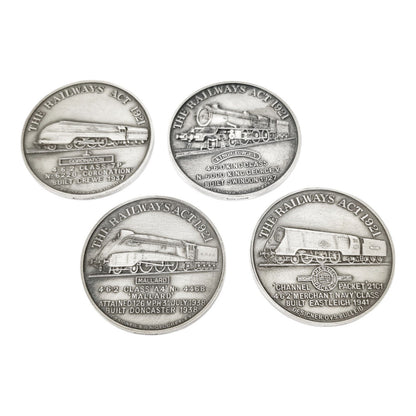 Boxed Railway Act 1921 set of sterling silver 4 commemorative medals for 50th anniversary