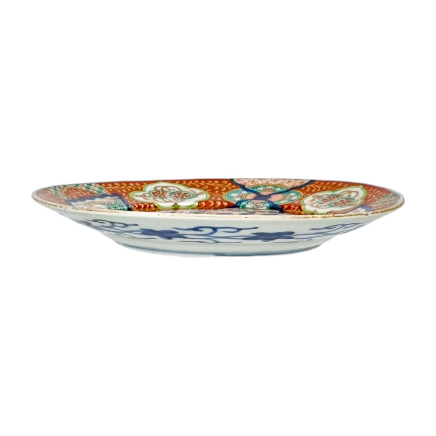 Japanese Meiji porcelain Arita Imari charger plate painted with flowers