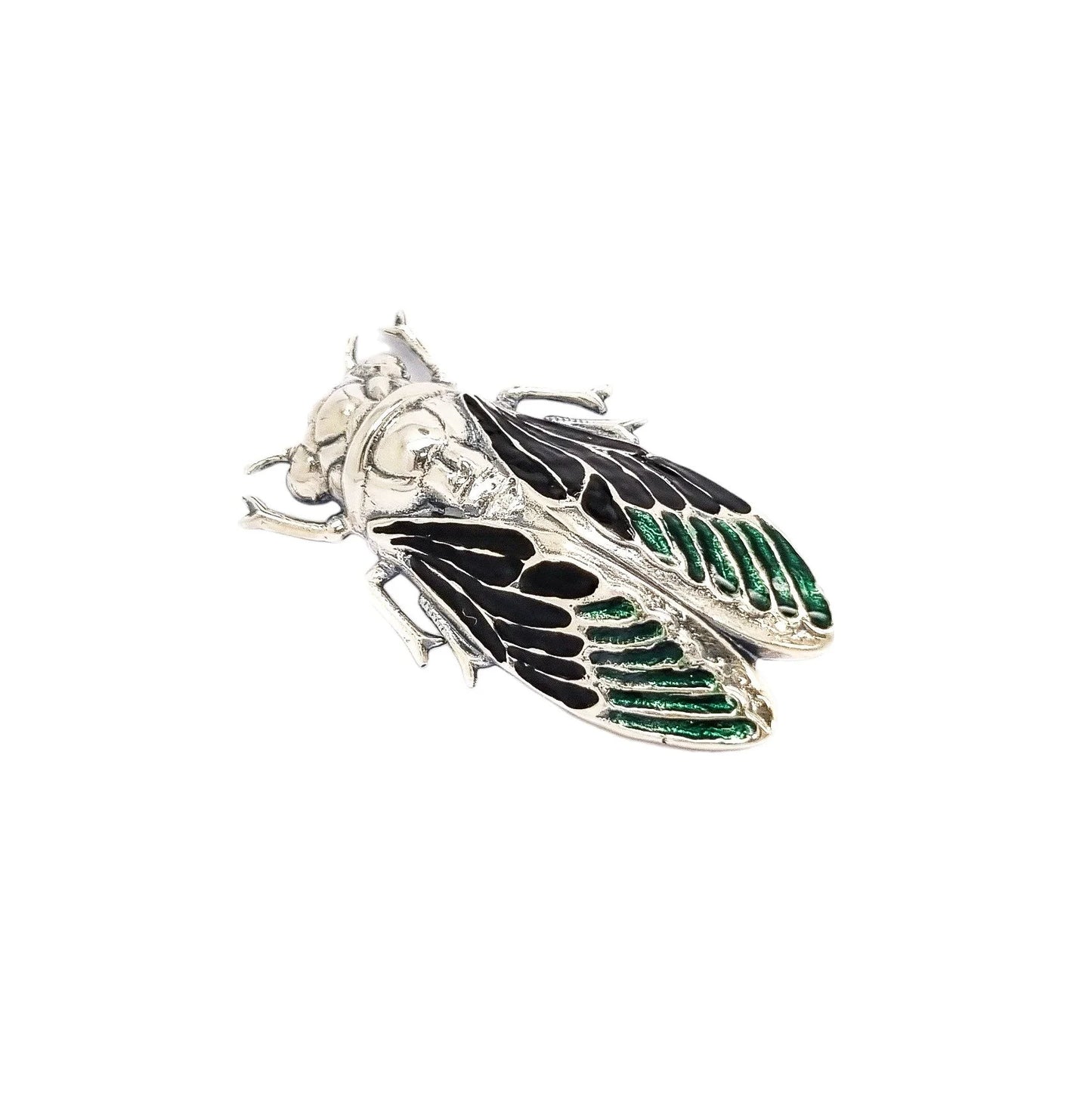 Sterling silver enamel bug / beetle statement brooch