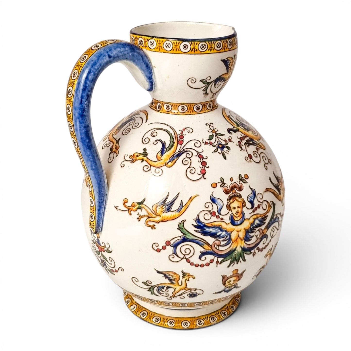 Faïence de Gien Renaissance Revival ewer, c.1880