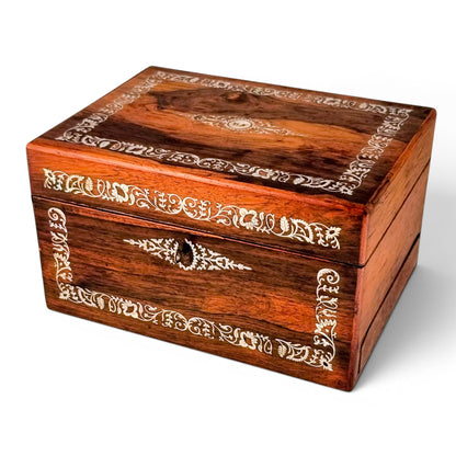 Victorian mother-of-pearl box, mirror & secret drawer
