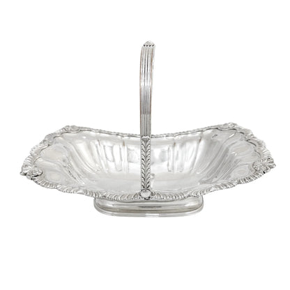 George III Old Sheffield plate large fluted basket with sterling aristocratic stag family crest