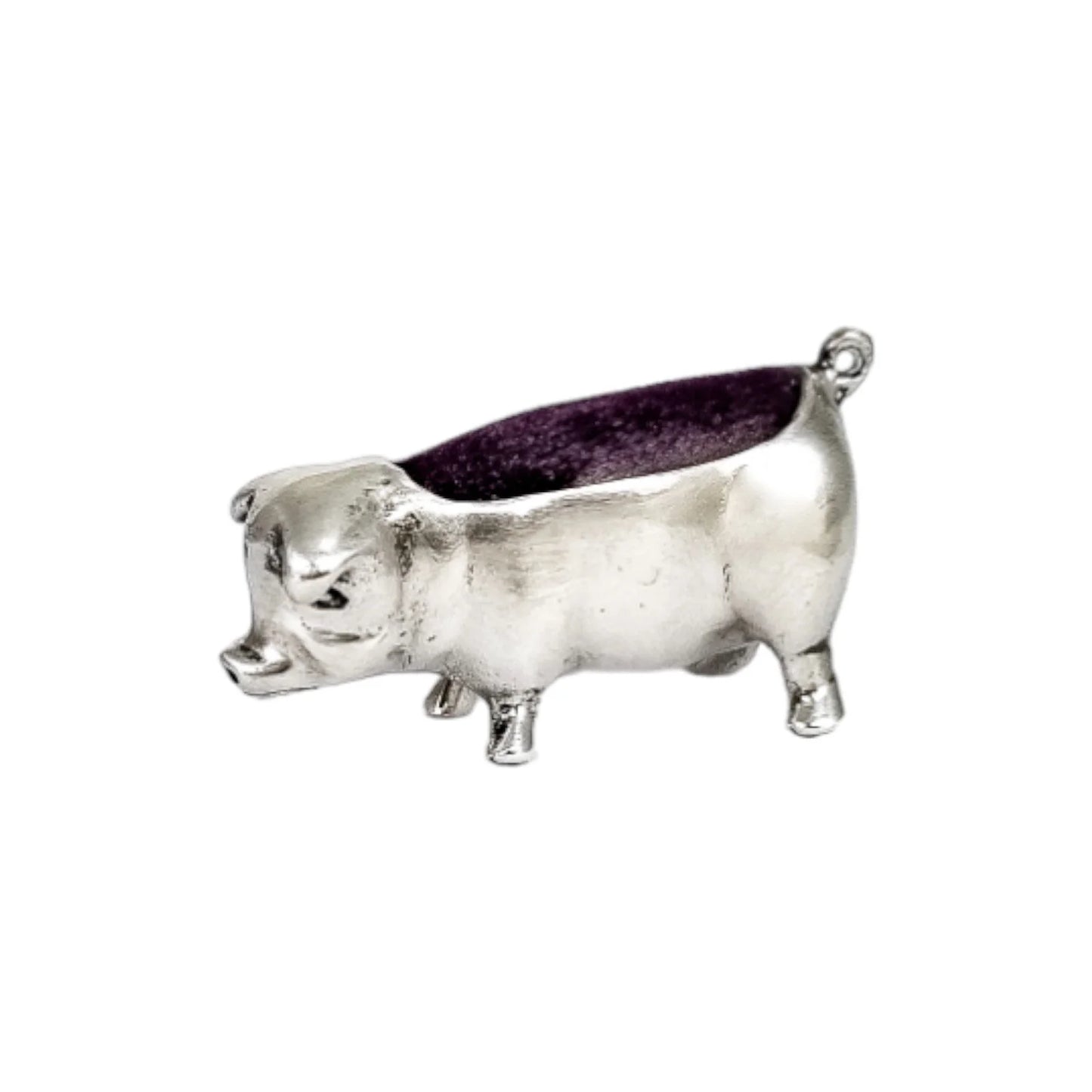 Vintage sterling silver figural boar / pig pin cushion miniature sewing figurine