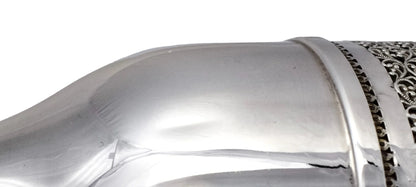 Vintage silver plated bottle sleeve with Arabesque scrolling lattice design, A. Segal