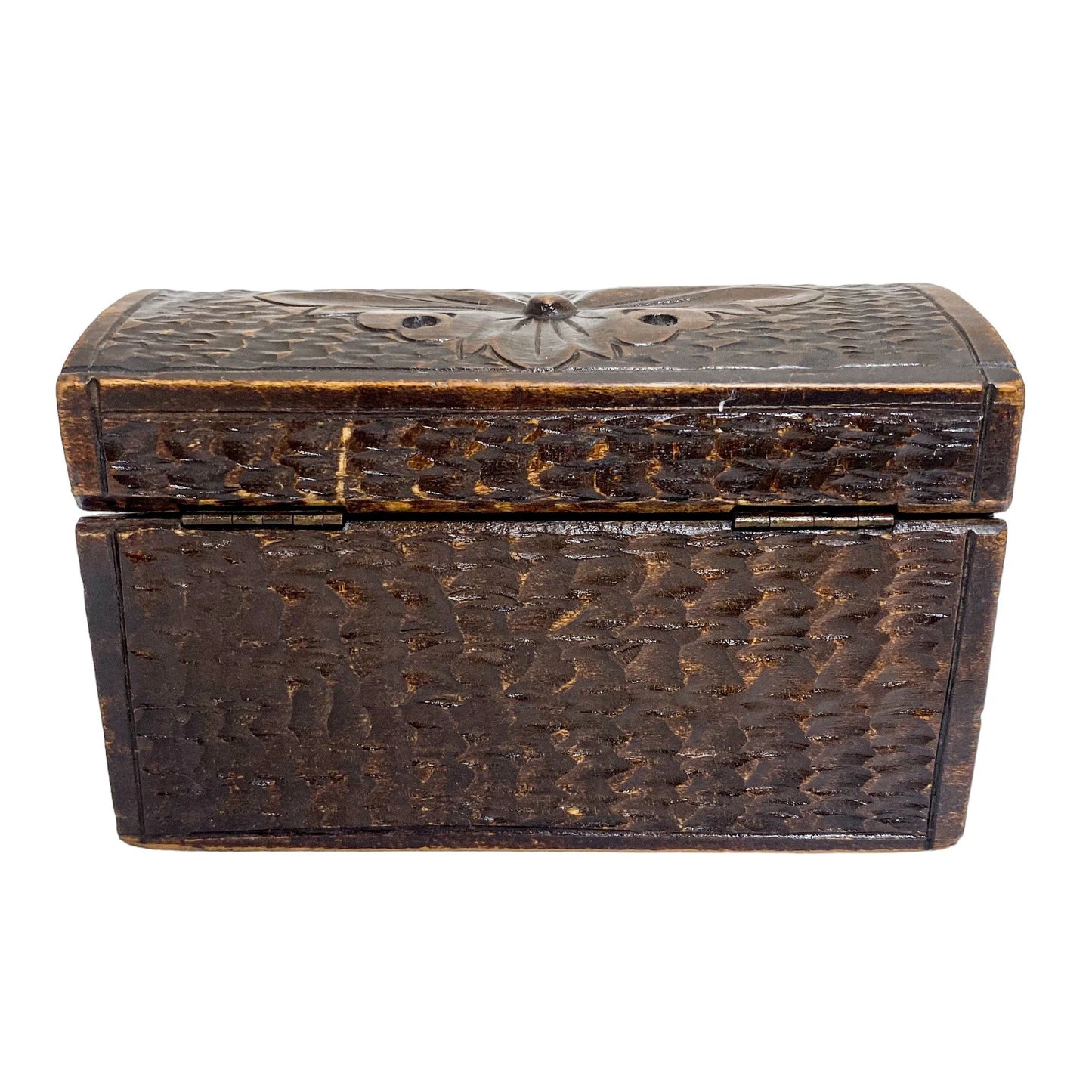 Antique Black Forest Gothic Revival wood keepsake box with floral carving, Germany c. 1890s
