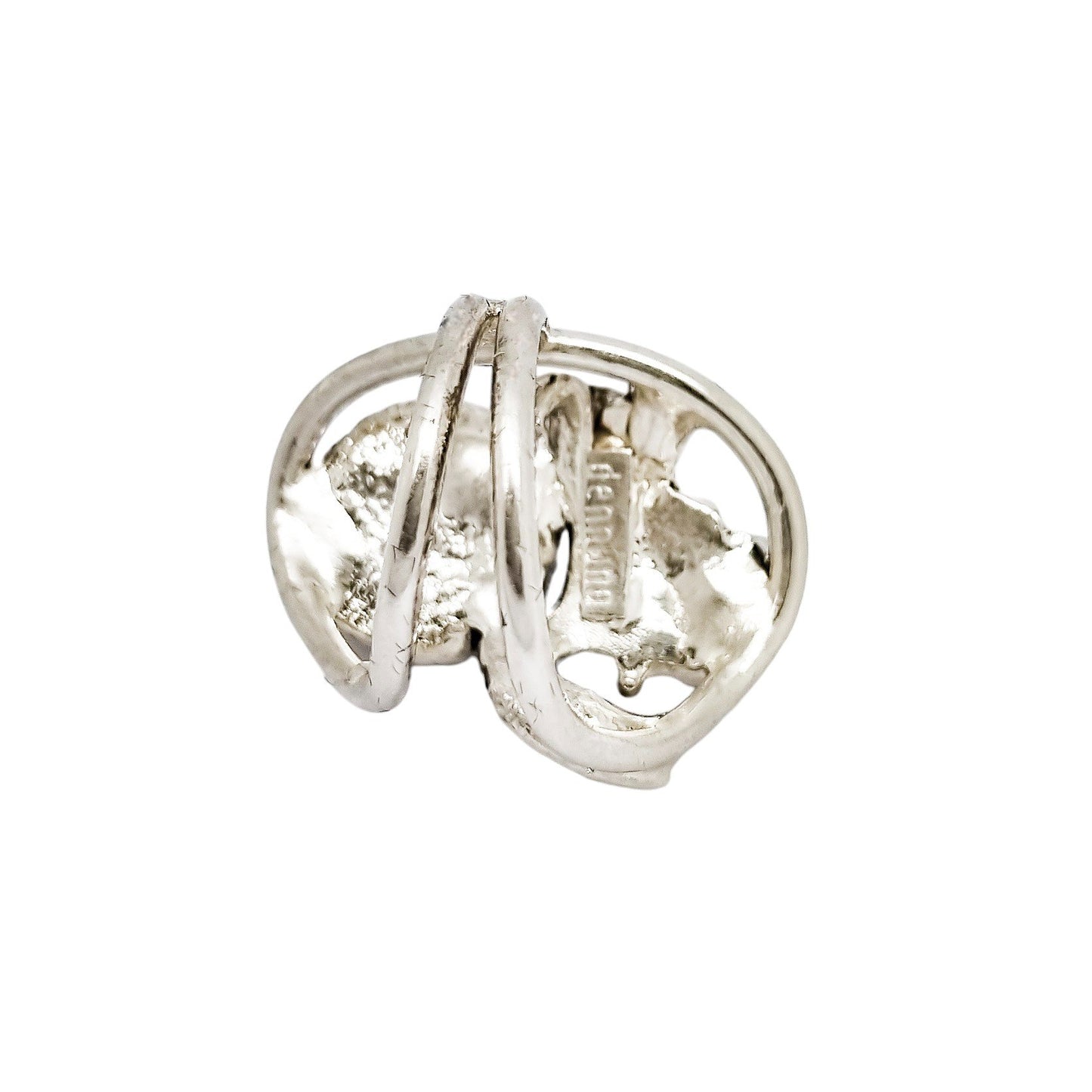 1970's Erik Dennung Danish Modernist statement ring, silver and amber, size N ½