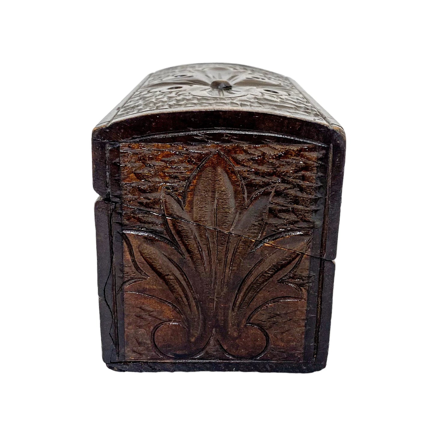 Antique Black Forest Gothic Revival wood keepsake box with floral carving, Germany c. 1890s