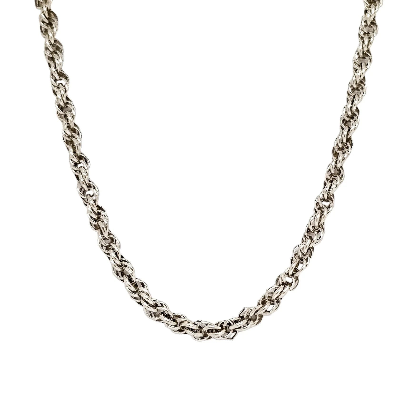 Vintage 1960's thick sterling silver twist rope chain unisex necklace