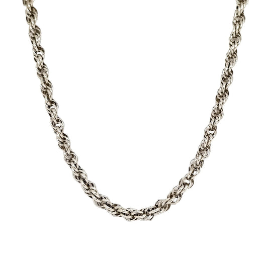 Vintage 1960's thick sterling silver twist rope chain unisex necklace