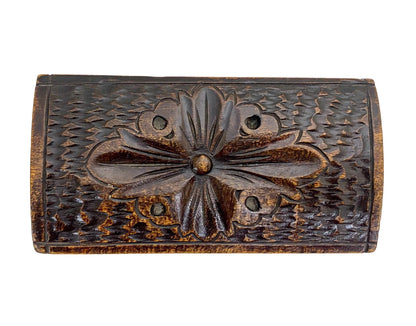 Antique Black Forest Gothic Revival wood keepsake box with floral carving, Germany c. 1890s
