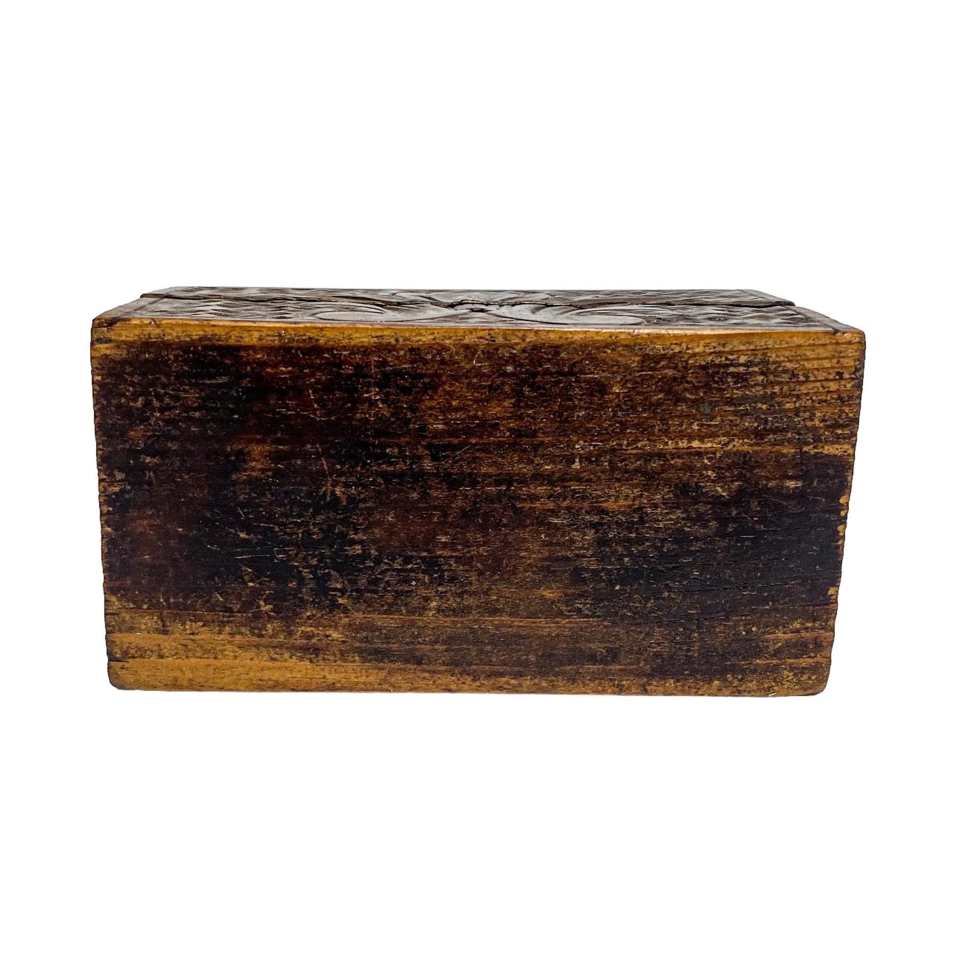 Antique Black Forest Gothic Revival wood keepsake box with floral carving, Germany c. 1890s