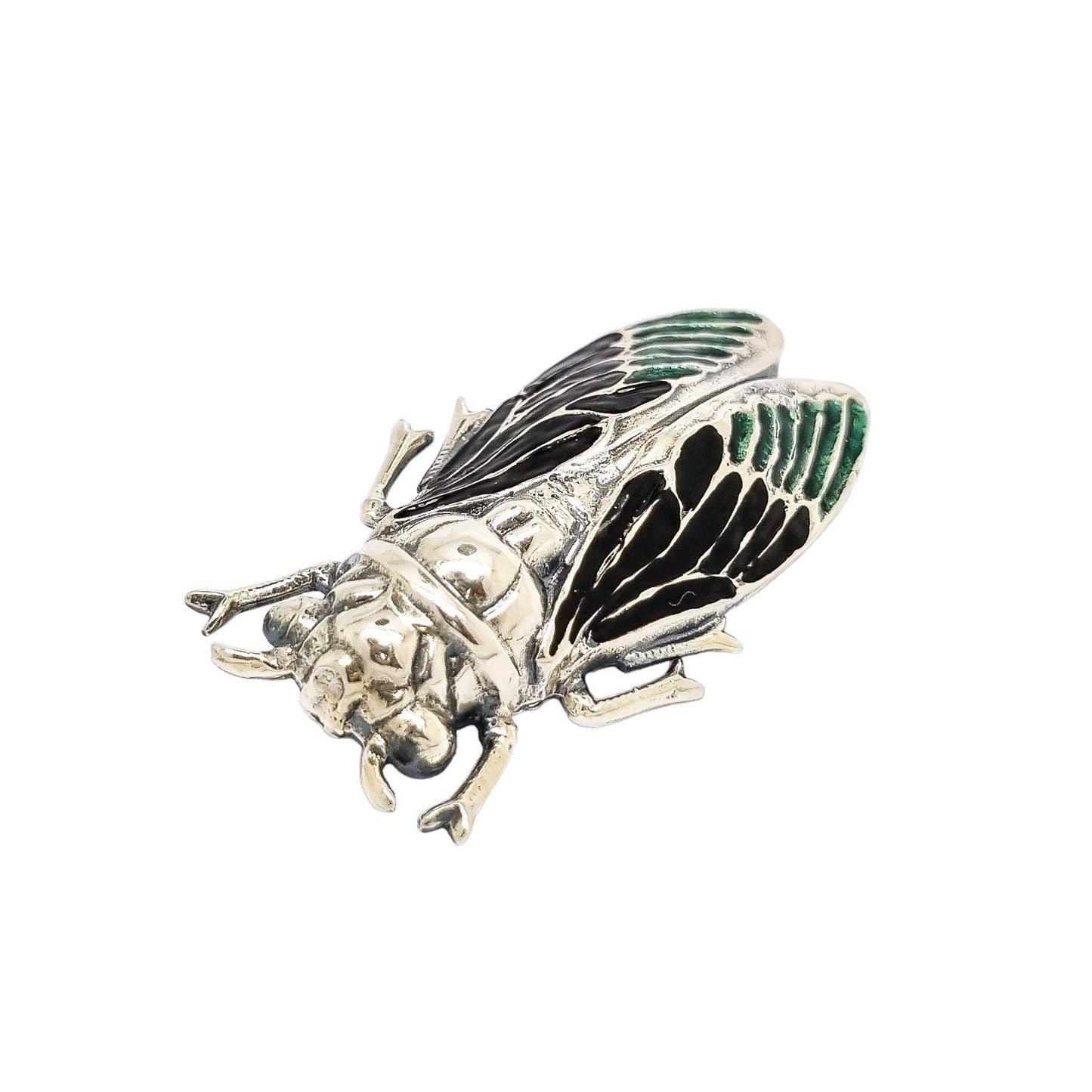 Sterling silver enamel bug / beetle statement brooch