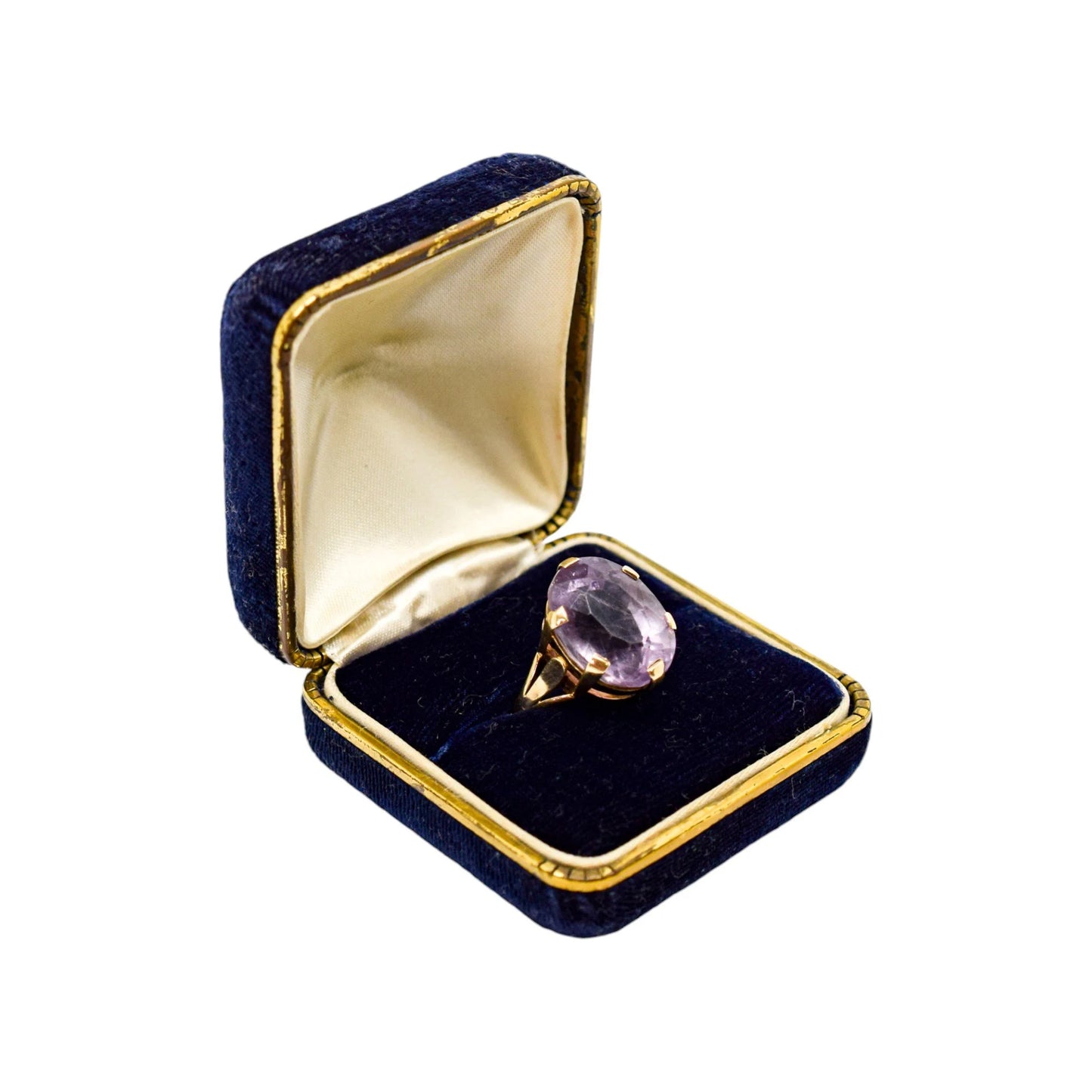 Vintage 1960's 16.5 ct amethyst cocktail solitaire ring, 9ct yellow gold, size L 1/2