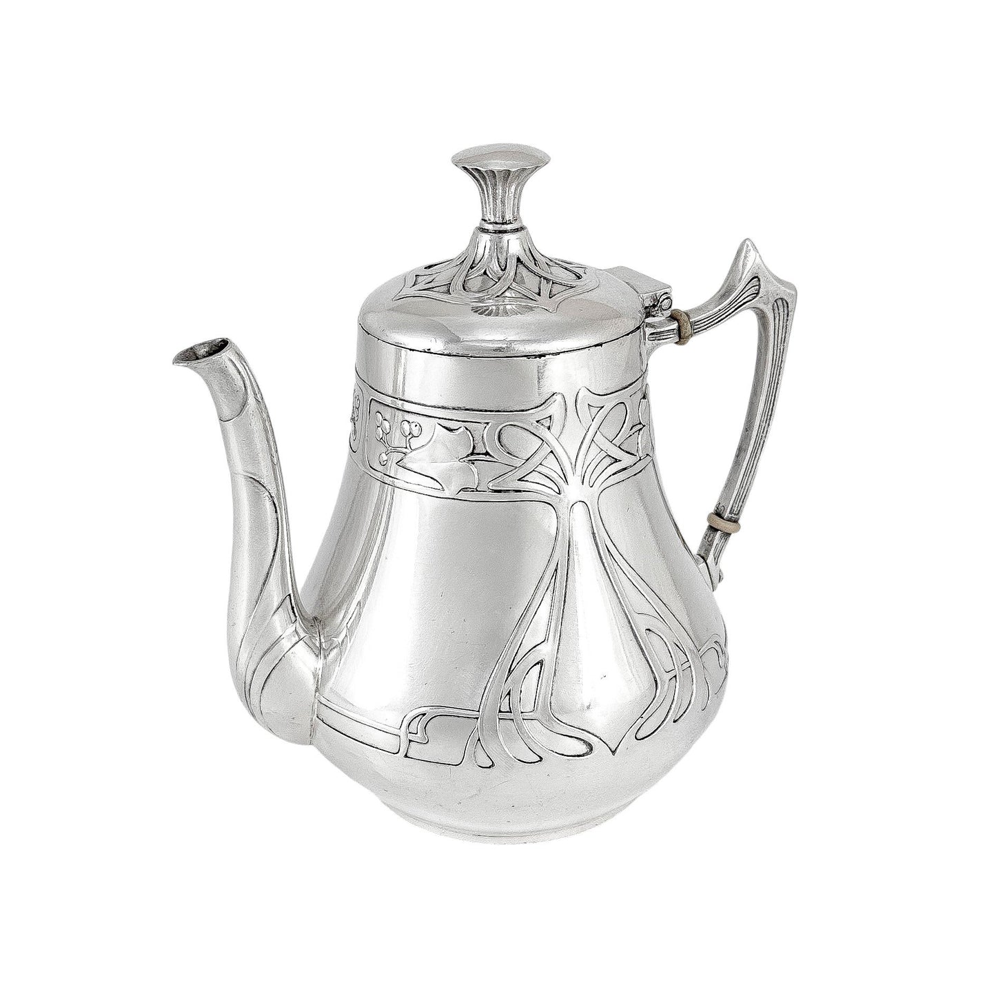 Silver plated WMF Art Nouveau Jugendstil five-piece tea and coffee set on tray