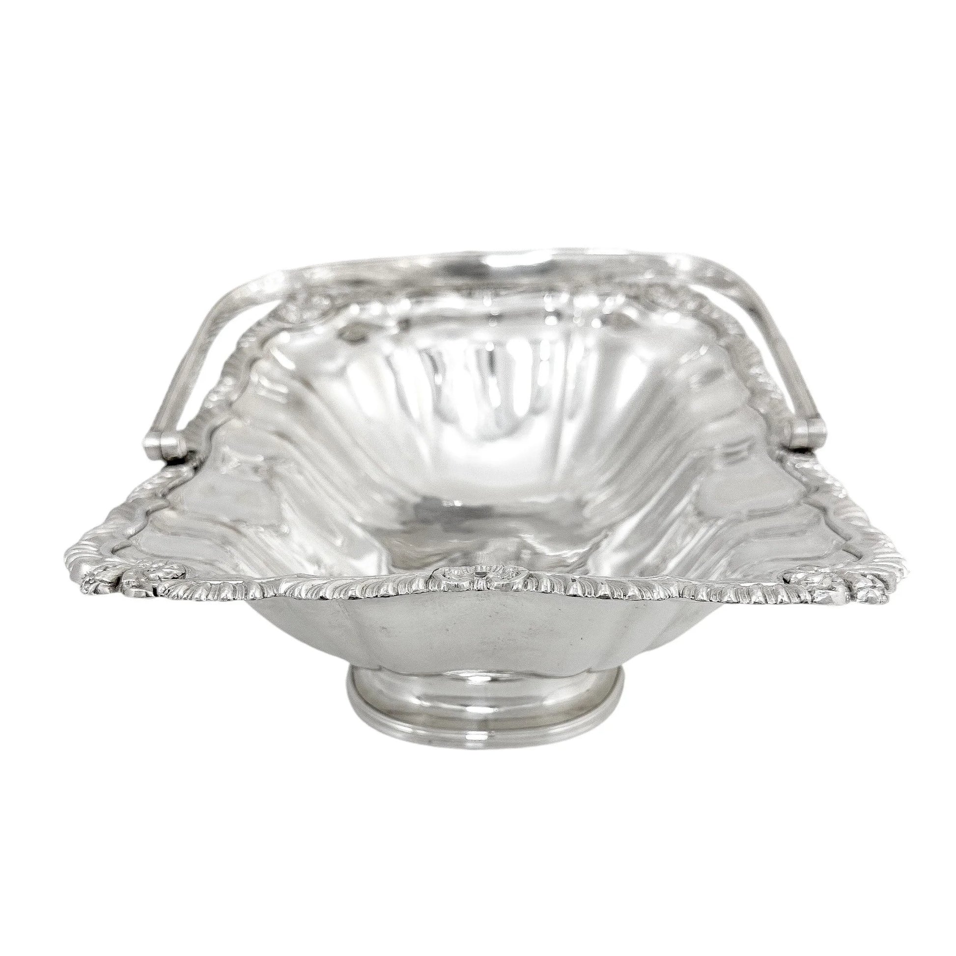 George III Old Sheffield plate large fluted basket with sterling aristocratic stag family crest