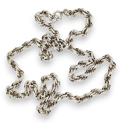 Vintage 1960's thick sterling silver twist rope chain unisex necklace