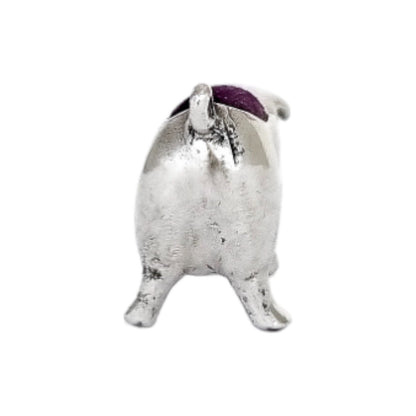 Vintage sterling silver figural boar / pig pin cushion miniature sewing figurine