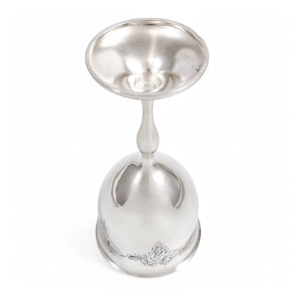 Vintage English sterling silver Kiddush cup with grapevine engraving, Jewish ceremonial goblet, 1969
