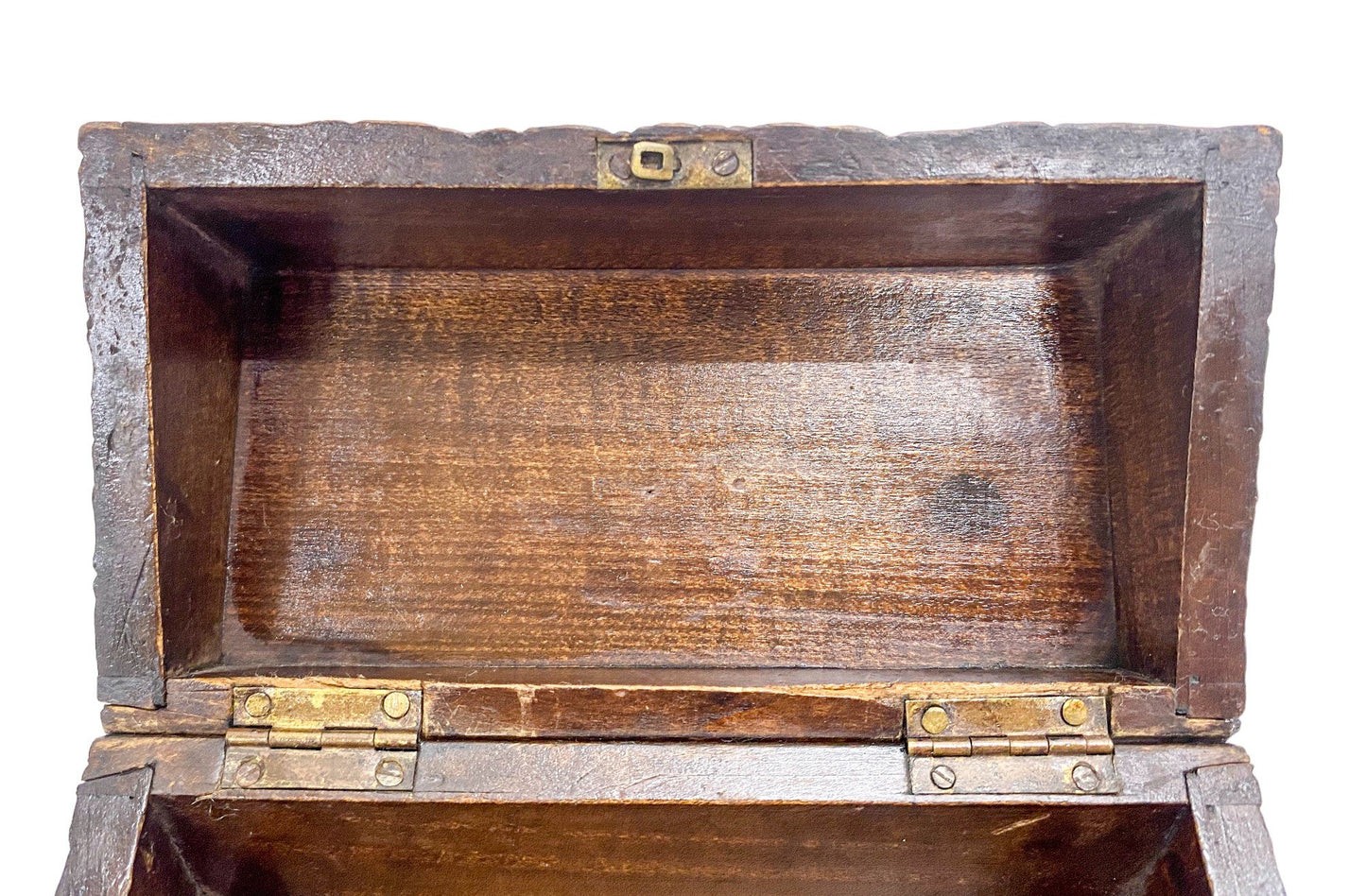Antique Black Forest Gothic Revival wood keepsake box with floral carving, Germany c. 1890s