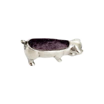 Vintage sterling silver figural boar / pig pin cushion miniature sewing figurine