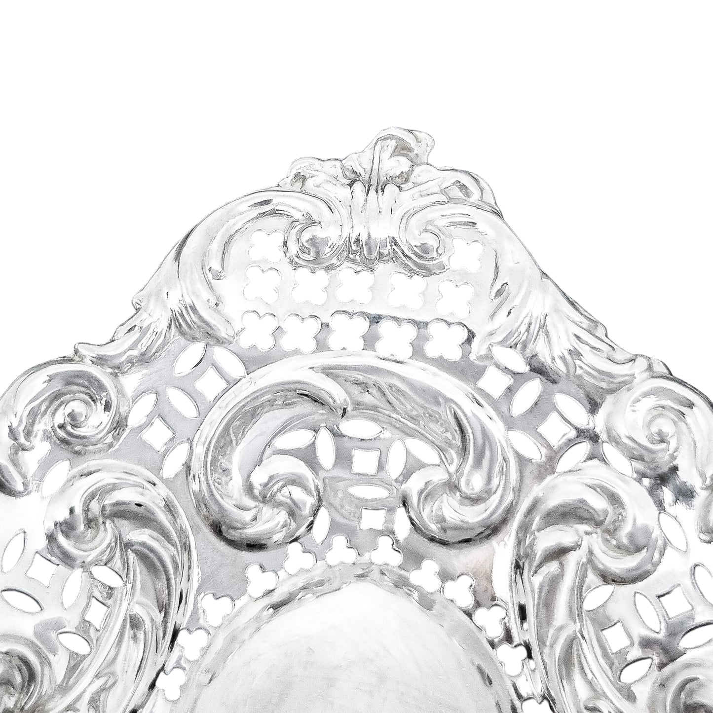 Victorian sterling silver oval bonbon dish, embossed with scrolls, Adie & Lovekin 1896