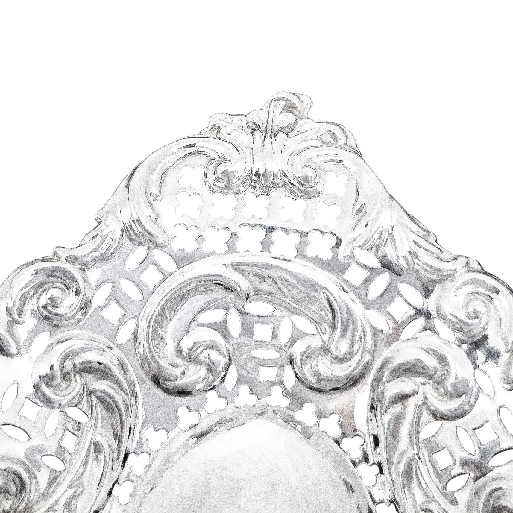 Victorian sterling silver oval bonbon dish, embossed with scrolls, Adie & Lovekin 1896