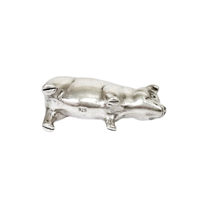 Vintage sterling silver figural boar / pig pin cushion miniature sewing figurine