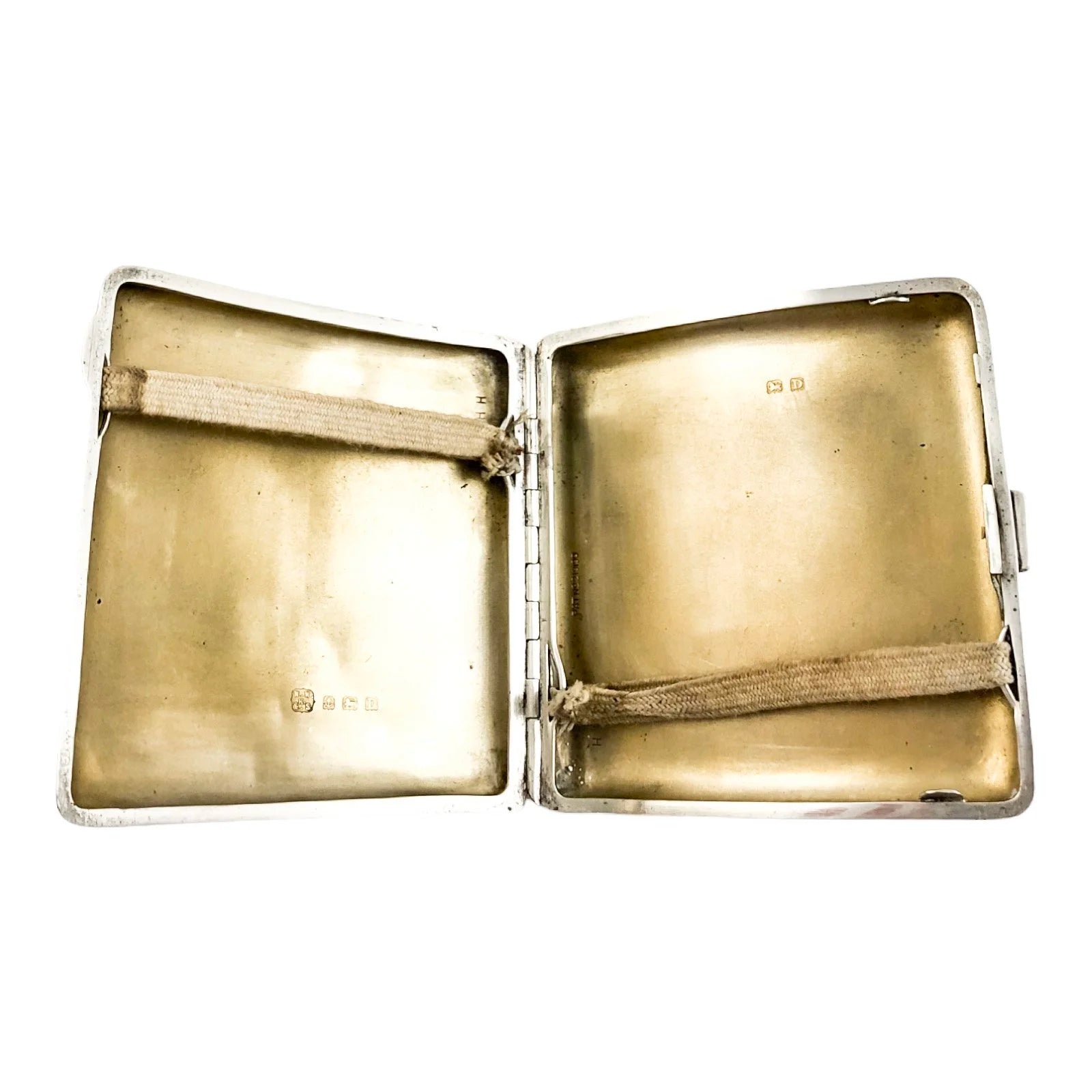 Art Deco gilt and sterling silver cigarette card case inscribed “Clive”