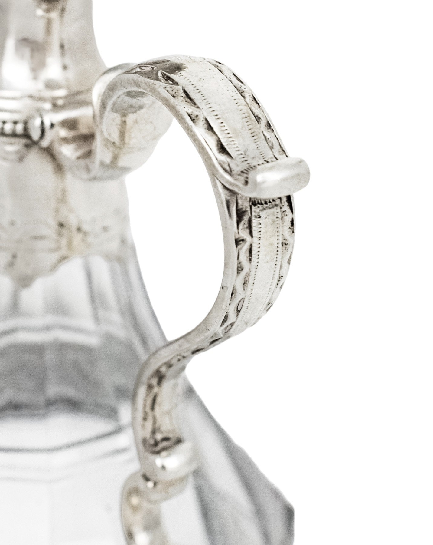 George III silver mounted cut-glass oil / vinegar jug with griffin armorial