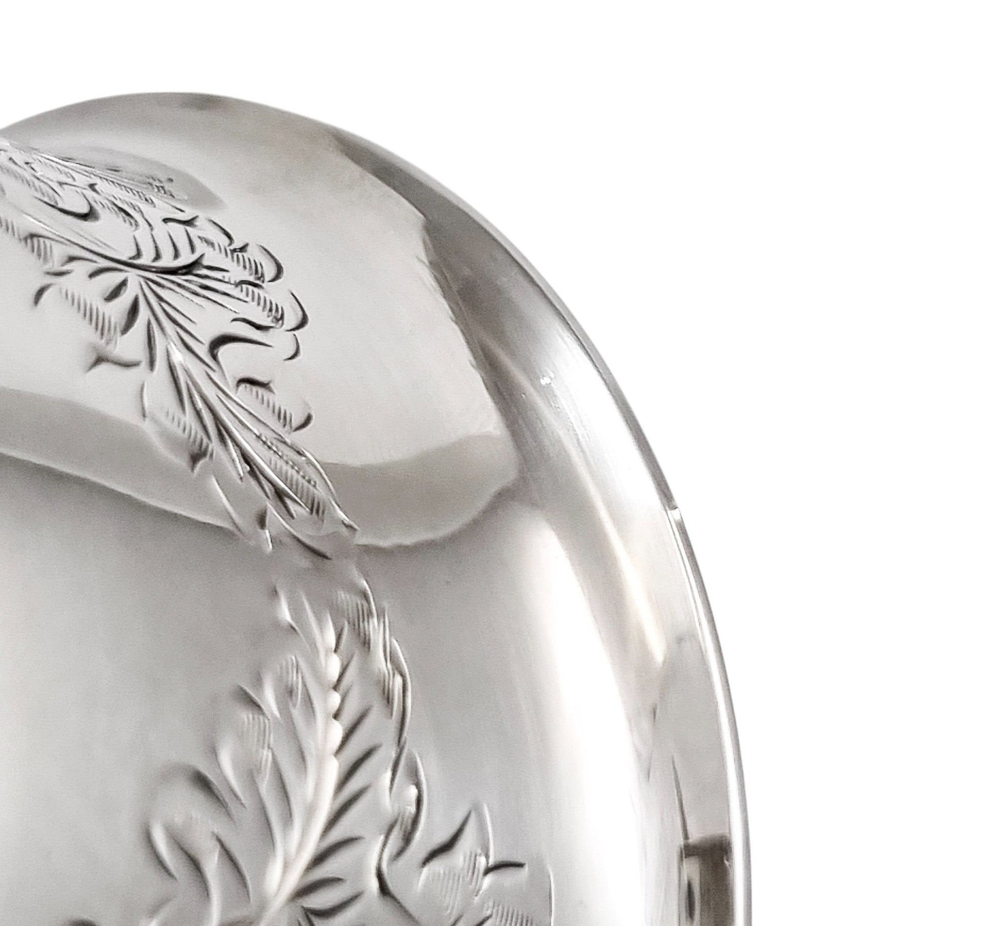 Vintage English sterling silver Kiddush cup with grapevine engraving, Jewish ceremonial goblet, 1969