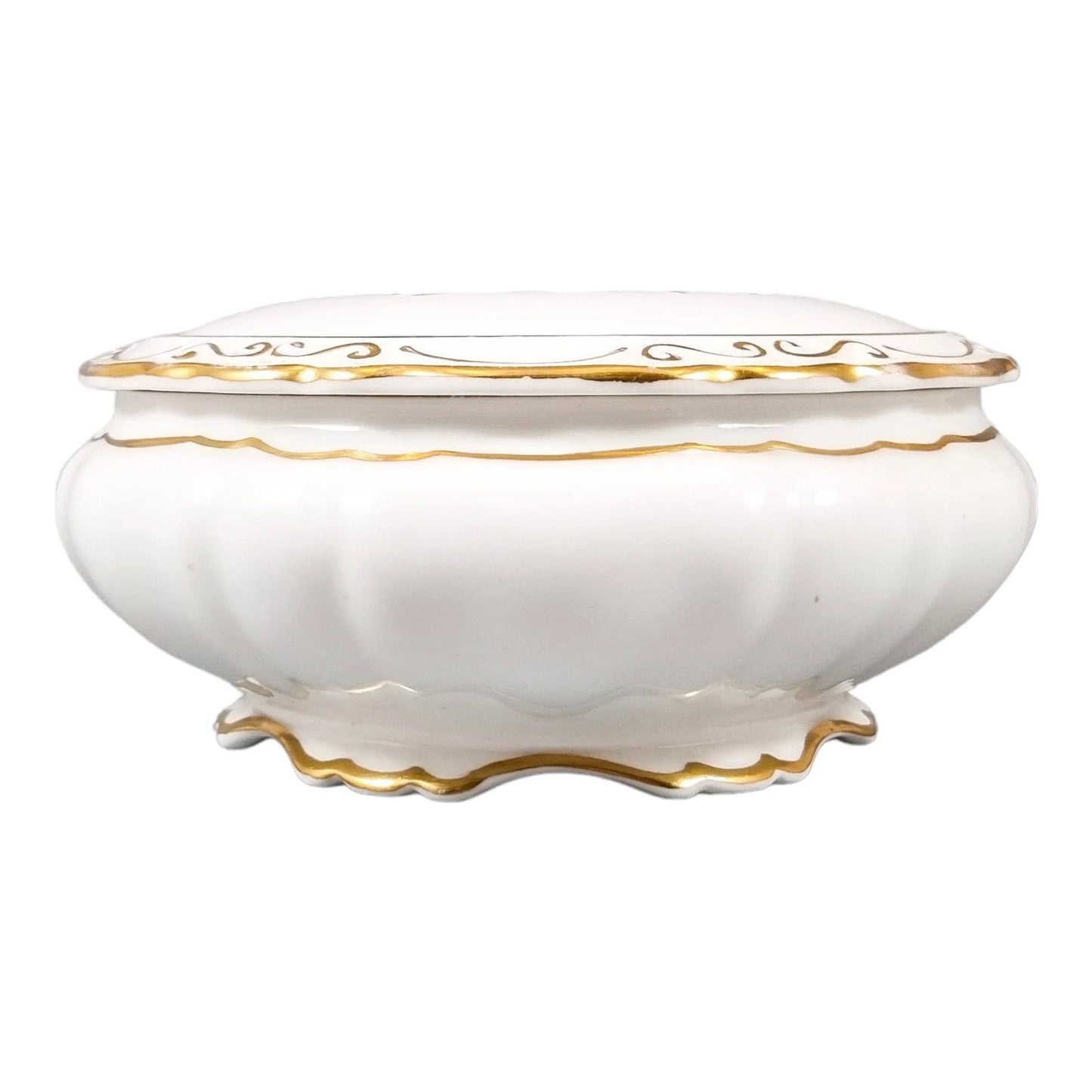 Coalport fine bone china large box hand-painted with gilt acorns and oak leaves