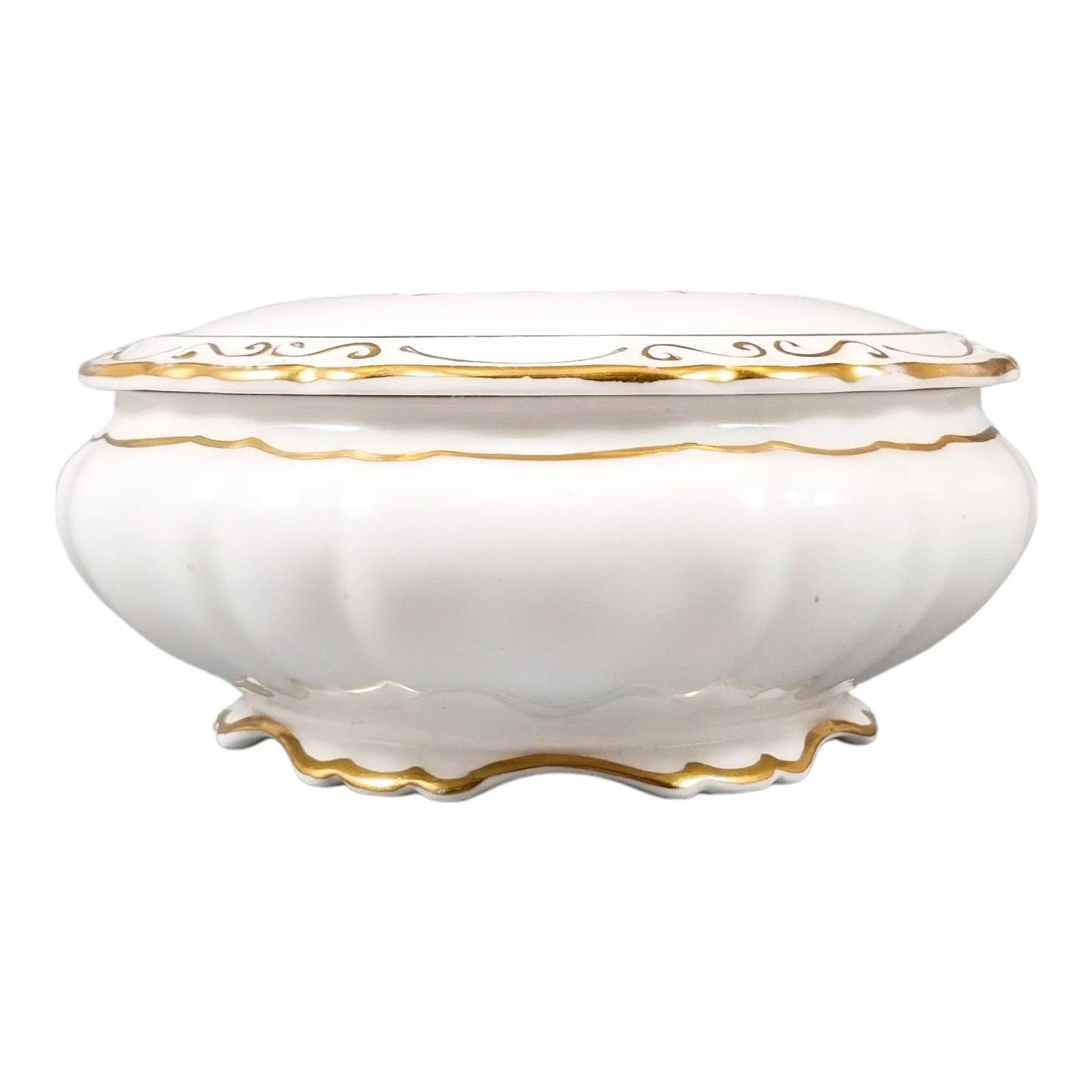 Coalport fine bone china large box hand-painted with gilt acorns and oak leaves