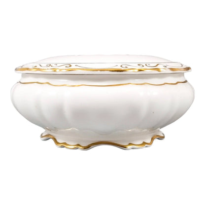 Coalport fine bone china large box hand-painted with gilt acorns and oak leaves