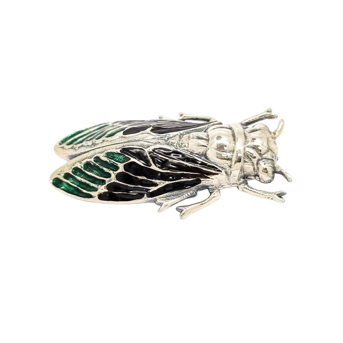 Sterling silver enamel bug / beetle statement brooch