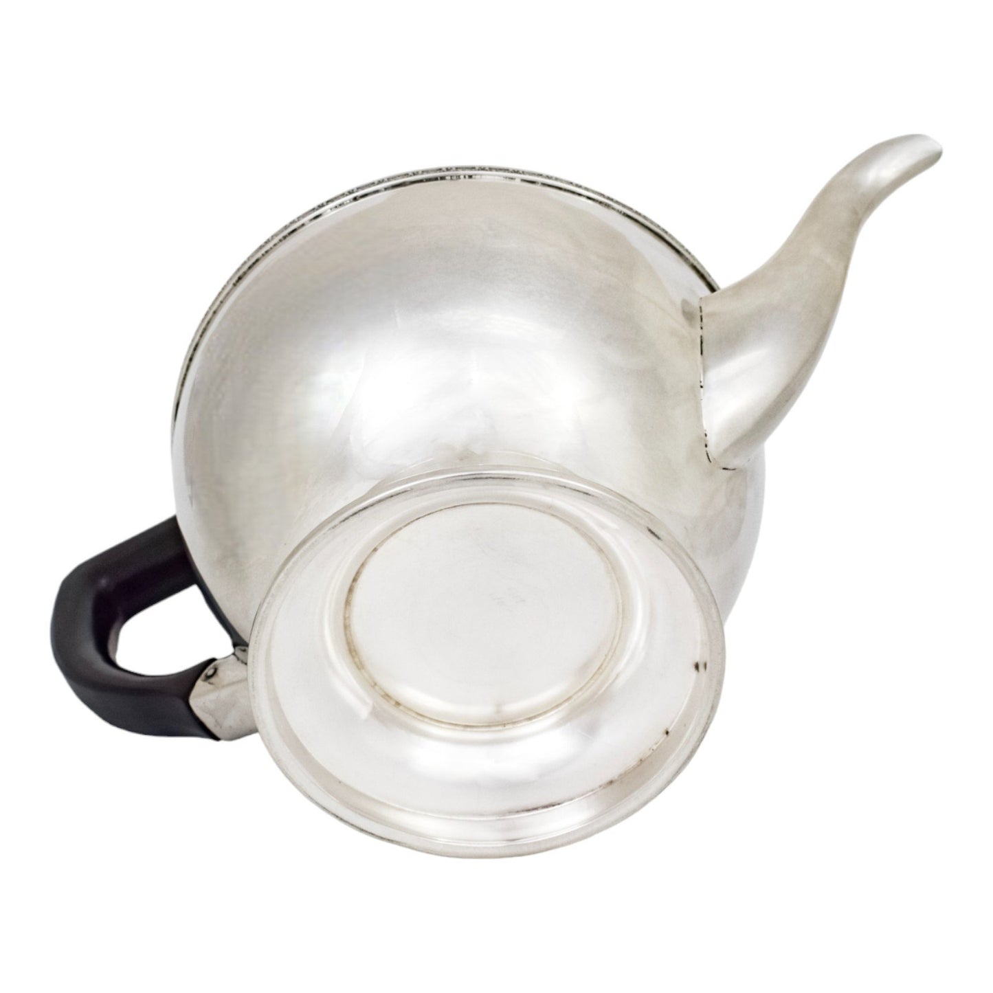 Three piece Art Deco sterling tea set with bow garlands and geometric handles
