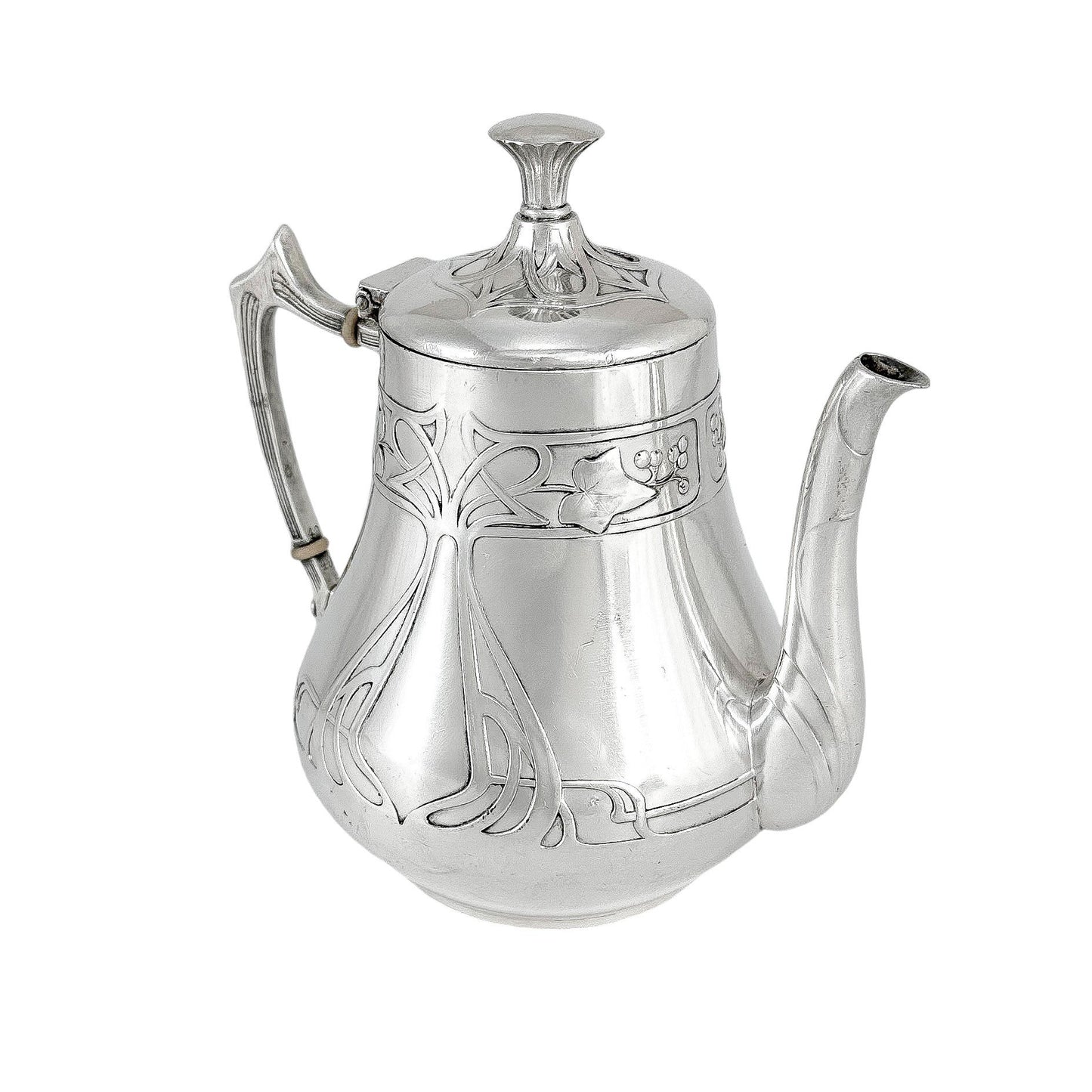 Silver plated WMF Art Nouveau Jugendstil five-piece tea and coffee set on tray