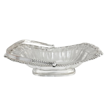 George III Old Sheffield plate large fluted basket with sterling aristocratic stag family crest