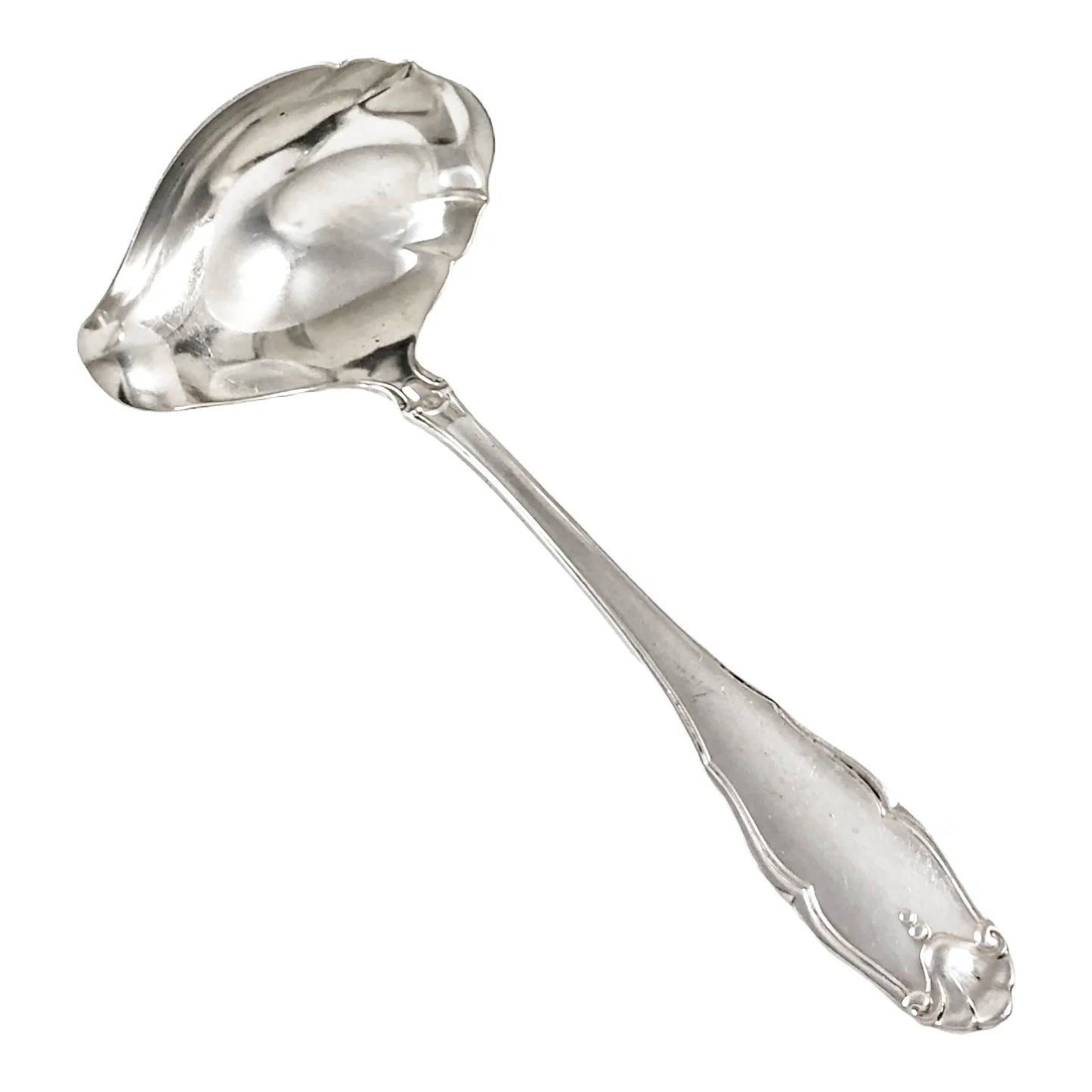Danish Art Deco solid silver fluted sauce / cream ladle by Grann & Laglye