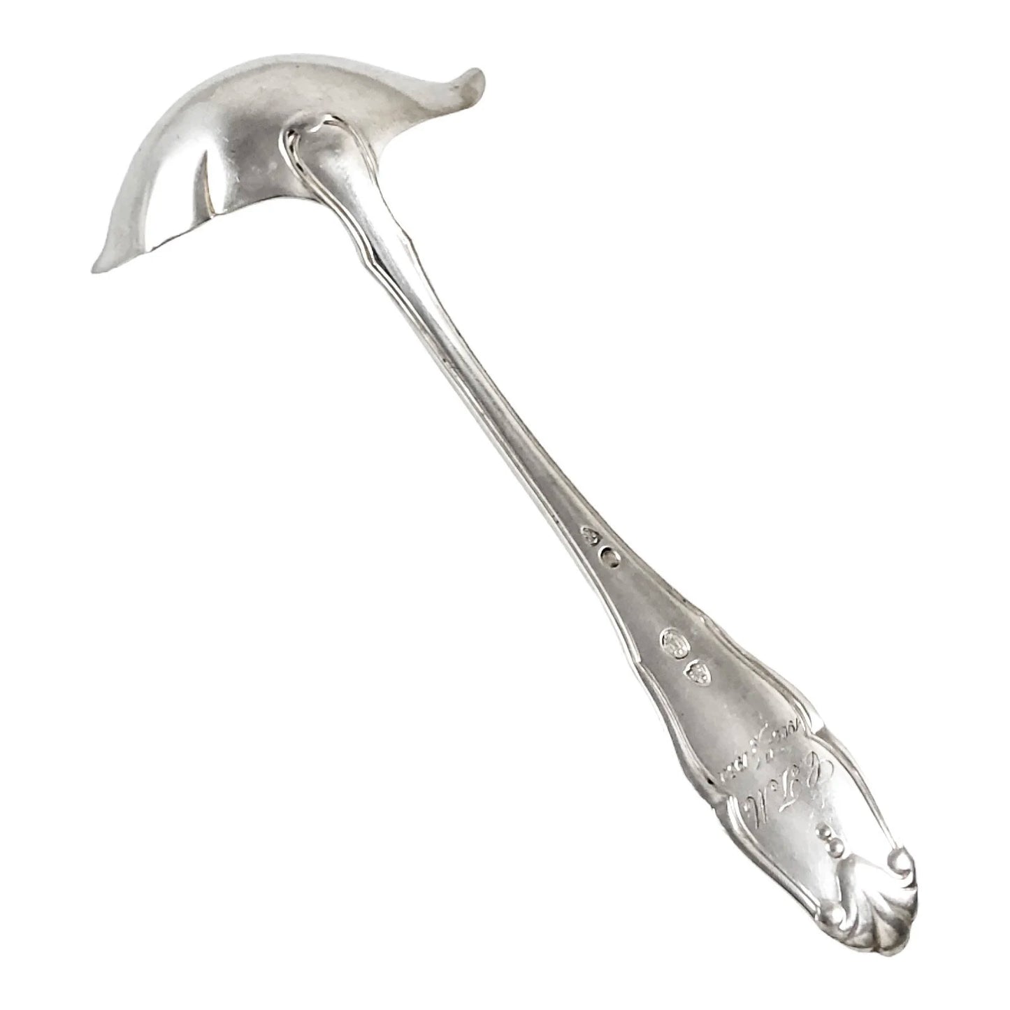 Danish Art Deco solid silver fluted sauce / cream ladle by Grann & Laglye