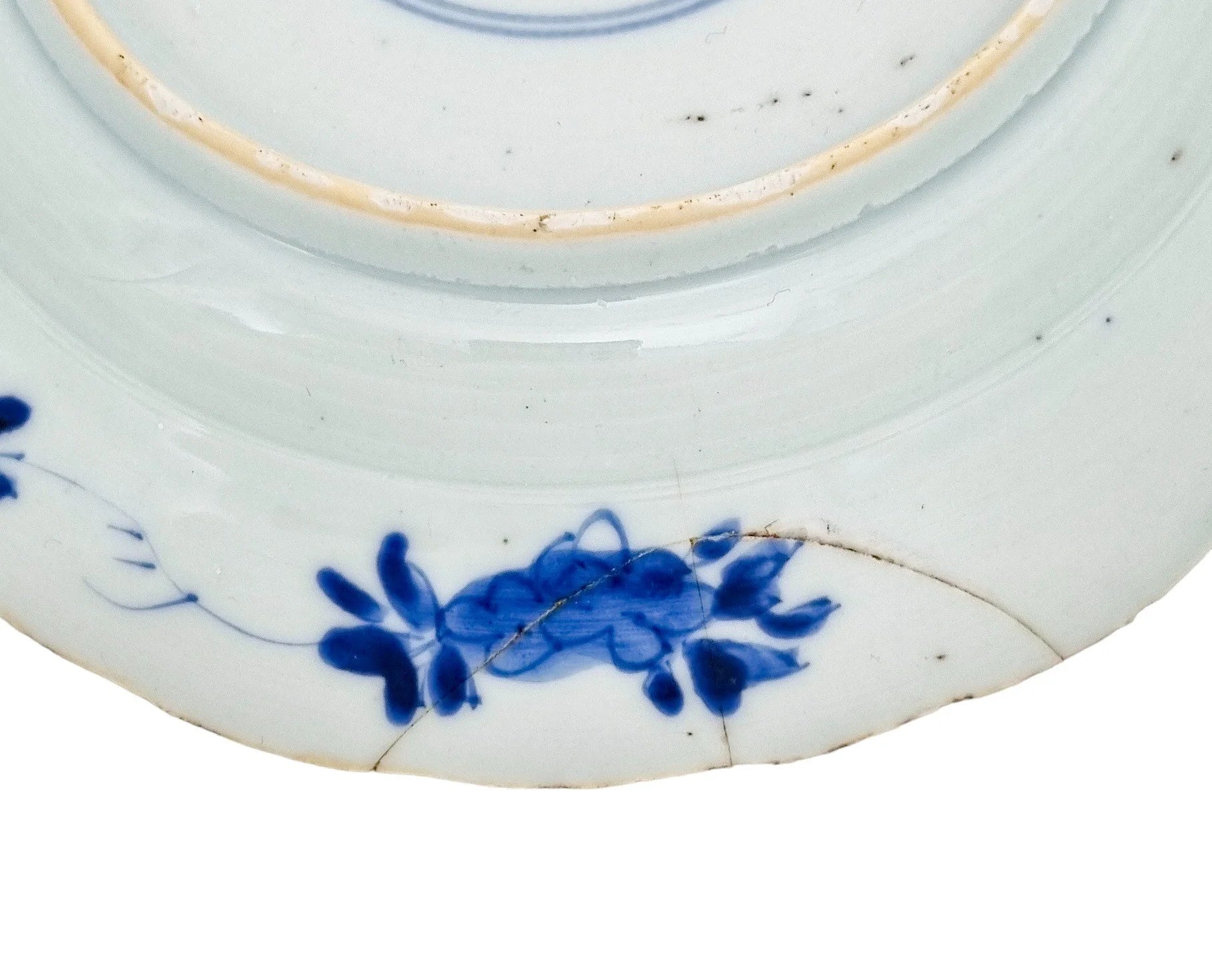 17th century Chinese Kangxi blue and white porcelain plate, Artemisia leaf mark