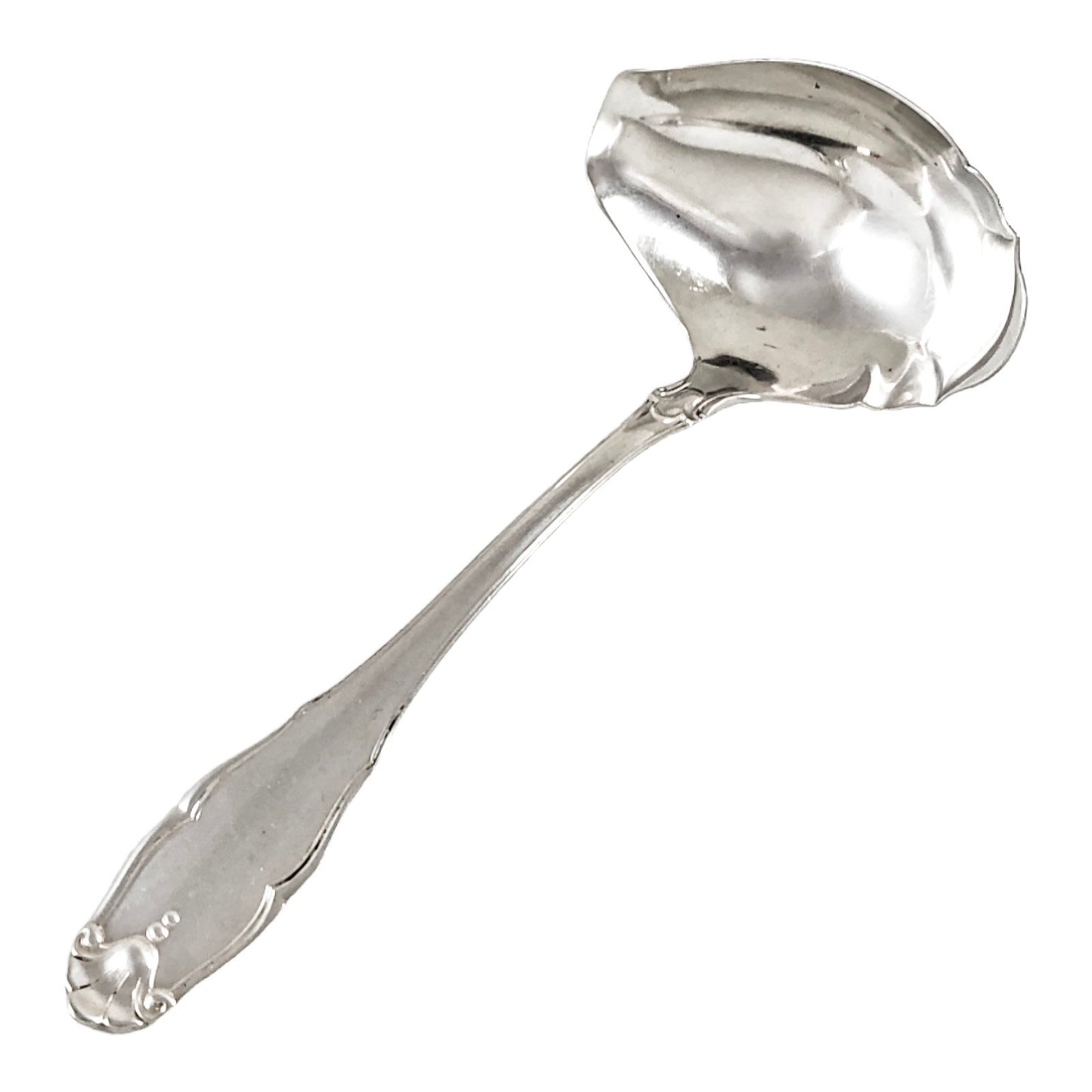 Danish Art Deco solid silver fluted sauce / cream ladle by Grann & Laglye