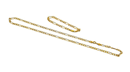 Vintage Italian 9ct yellow gold figaro curb chain bracelet and necklace set