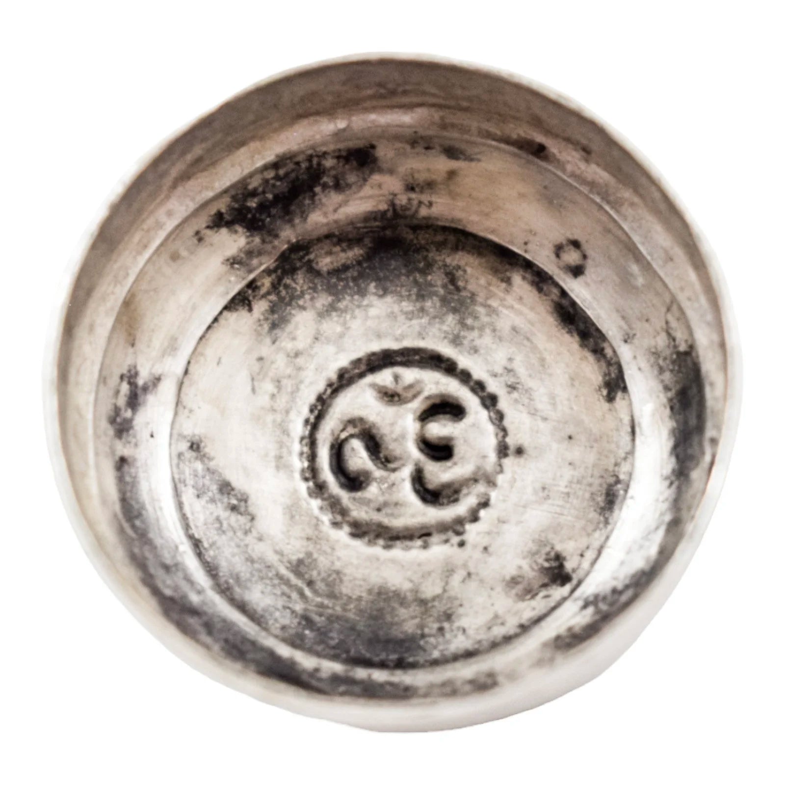 Middle Eastern silver round pill box with lotus flower lid