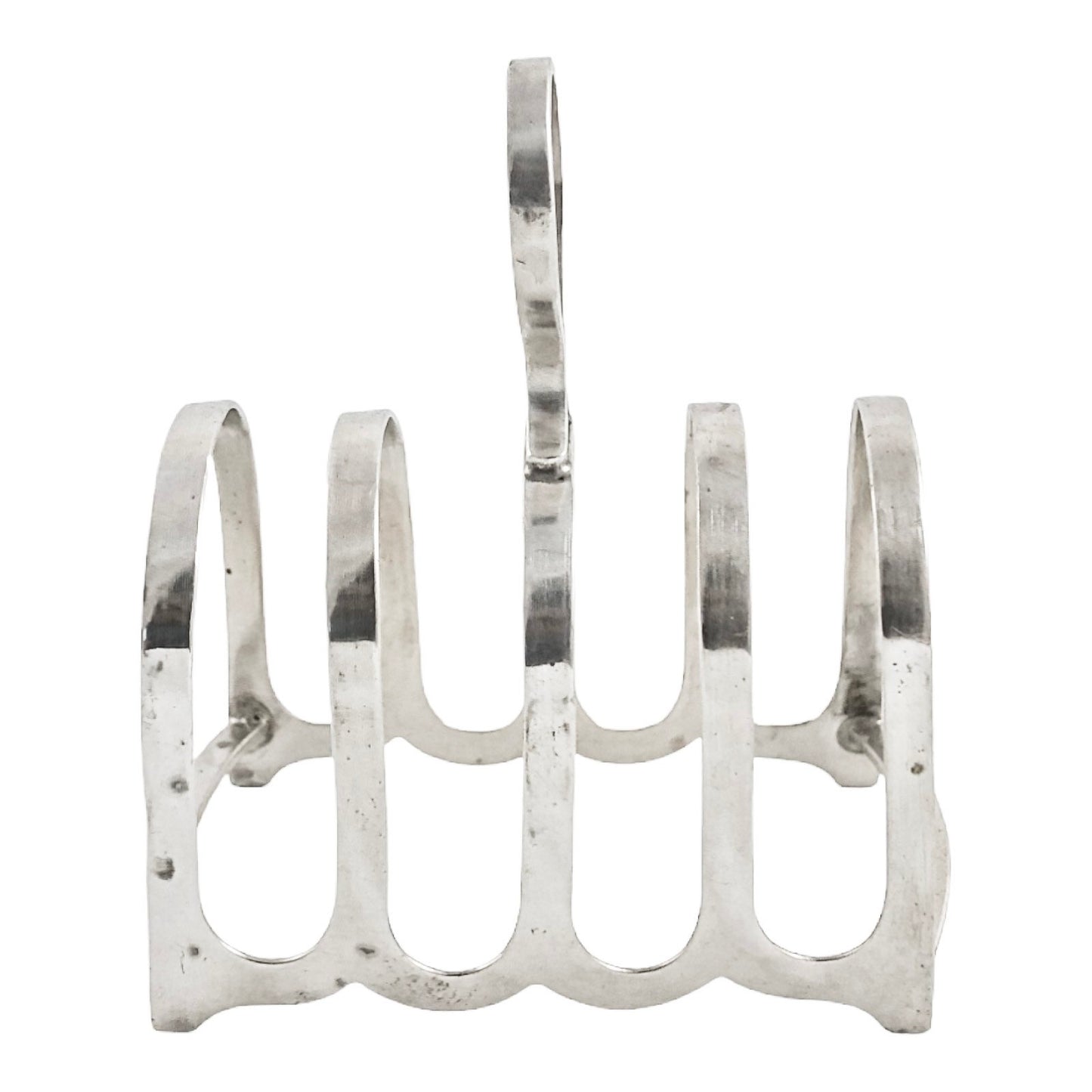 Art Deco sterling silver 5-bar 4 slot bachelor domed toast rack, circular form