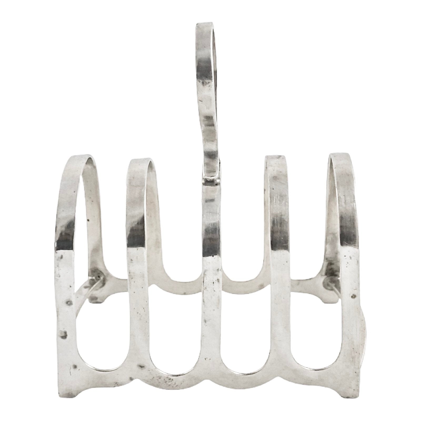 Art Deco sterling silver 5-bar 4 slot bachelor domed toast rack, circular form