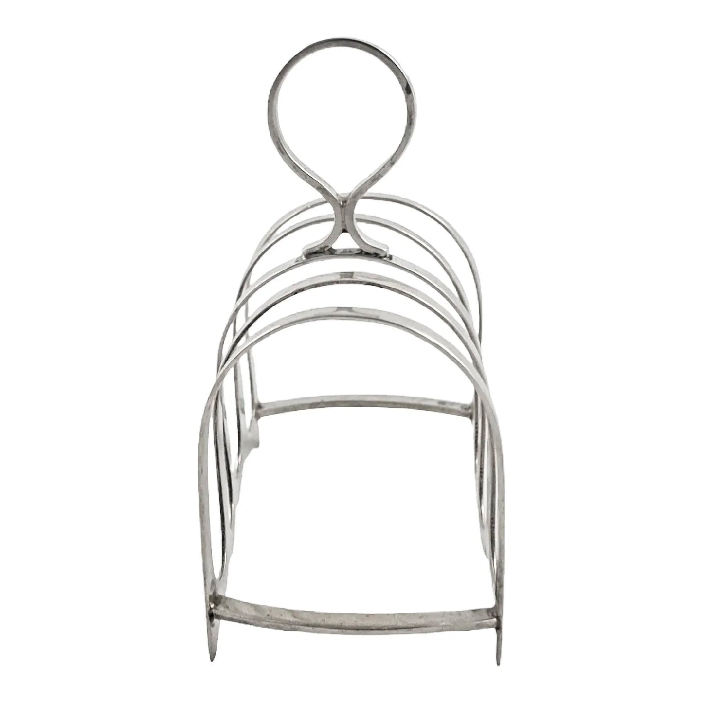 Art Deco sterling silver 5-bar 4 slot bachelor domed toast rack, circular form