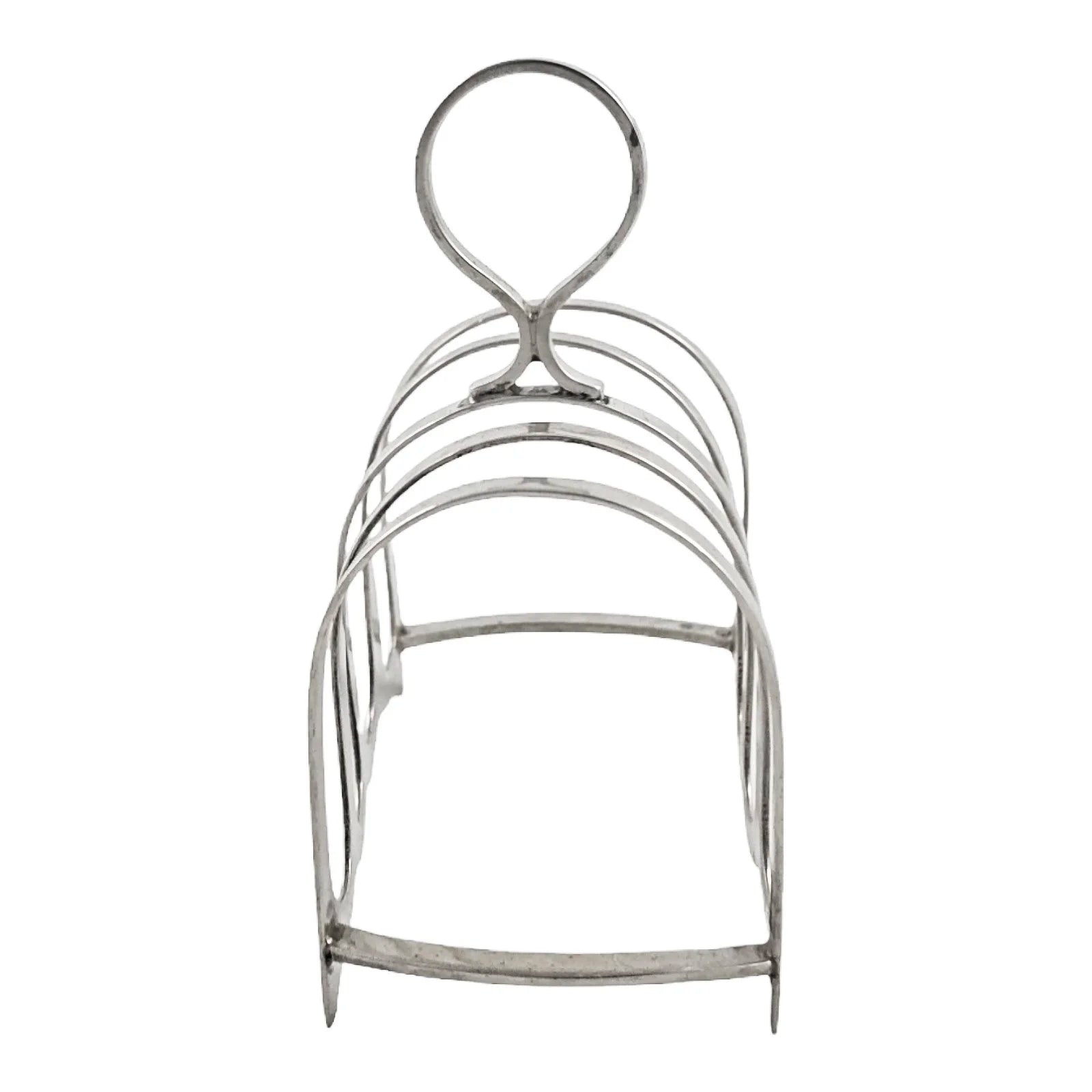 Art Deco sterling silver 5-bar 4 slot bachelor domed toast rack, circular form