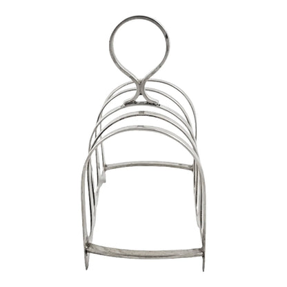Art Deco sterling silver 5-bar 4 slot bachelor domed toast rack, circular form