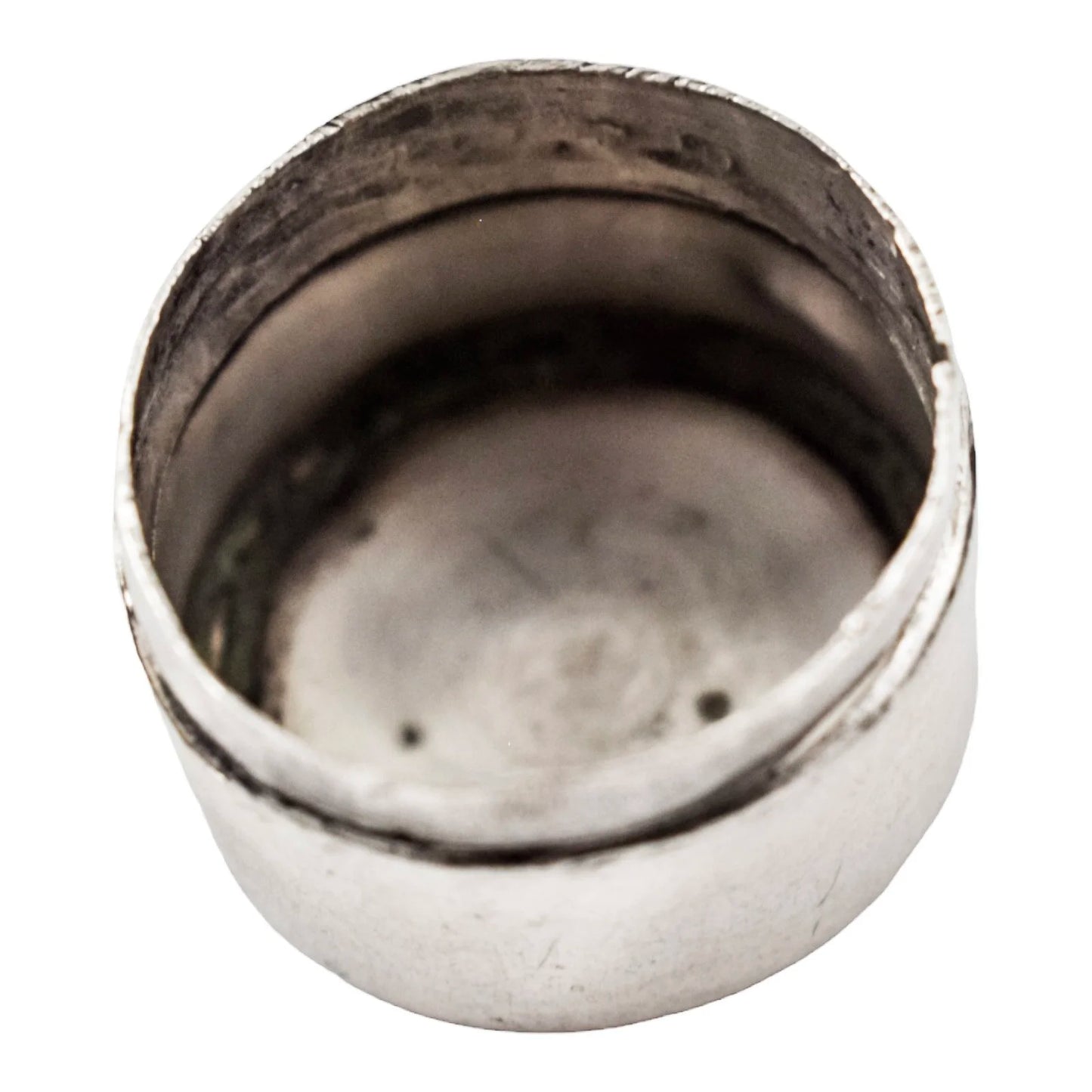 Middle Eastern silver round pill box with lotus flower lid